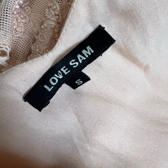 LOVE SAM Tiered Ruffle Beaded Lace Crochet Cinch Waist Sleeveless Maxi Dress S - Picture 7 of 7